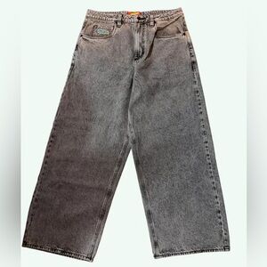 Gray Washed Wide-Leg Men’s Jeans